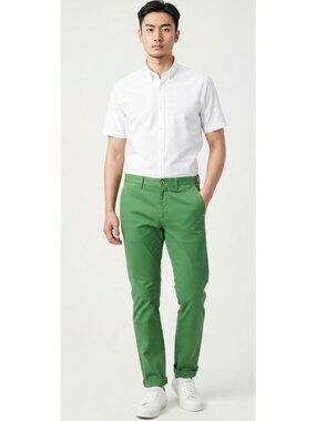 LIFE AFTER DENIM Mint Green Lightweight Cotton Men's Chino Cuffed Pants Size 31